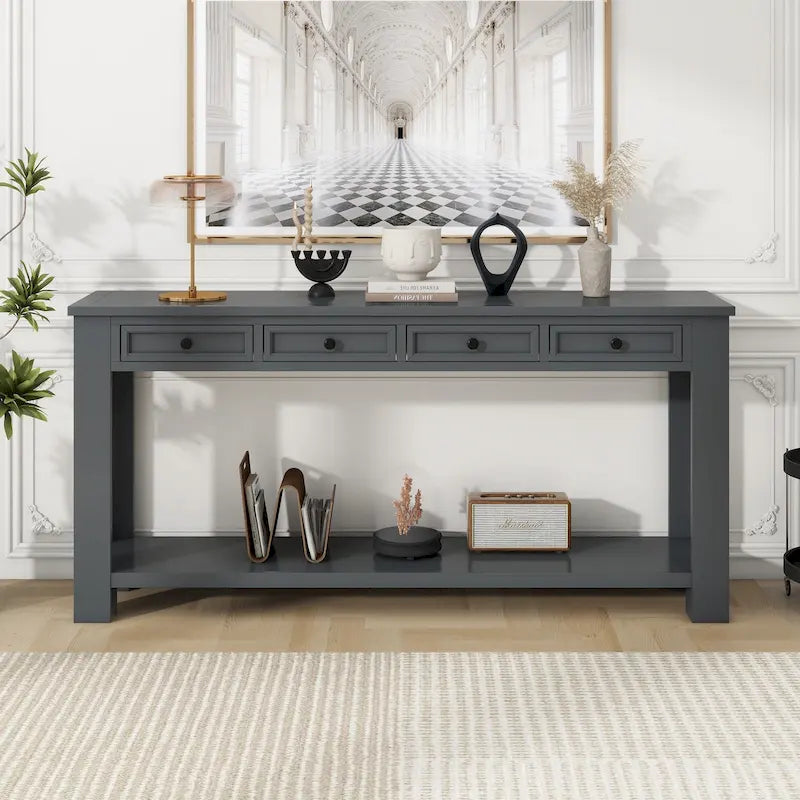 Console avec tiroirs de rangement et étagère inférieure