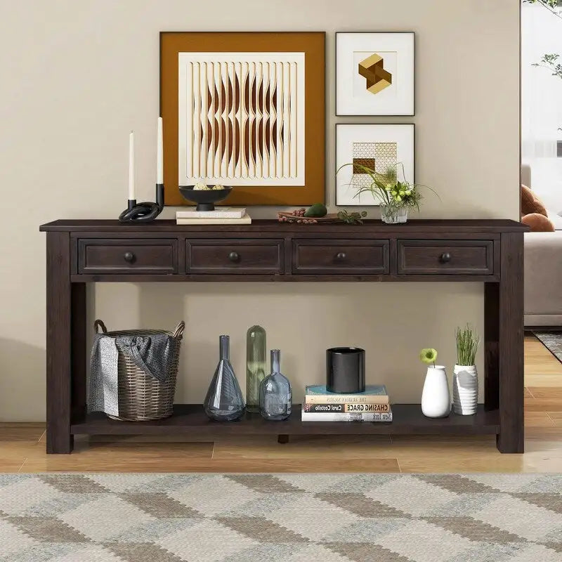 Console avec tiroirs de rangement et étagère inférieure
