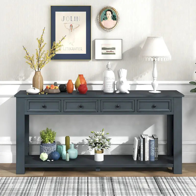 Console avec tiroirs de rangement et étagère inférieure