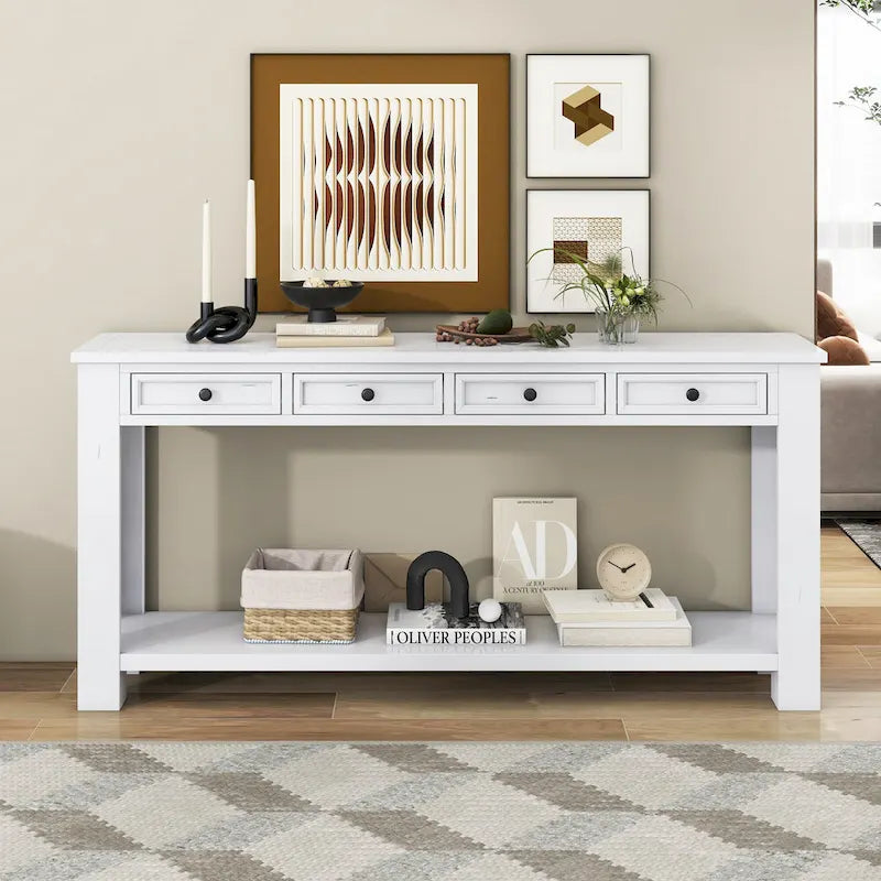 Console avec tiroirs de rangement et étagère inférieure