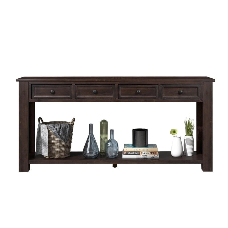 Console avec tiroirs de rangement et étagère inférieure