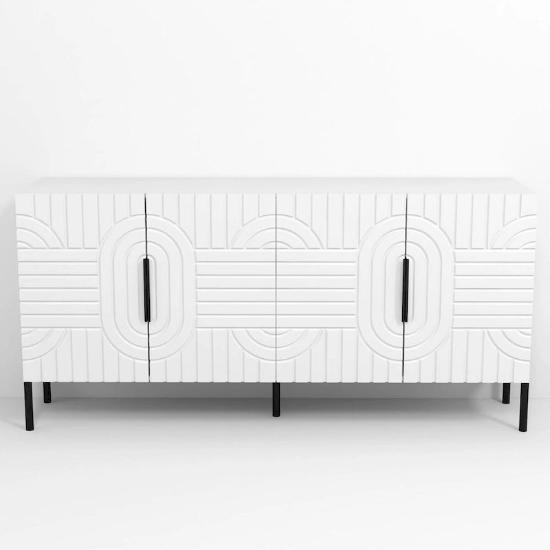 Buffet/Vaisselier Élégant et Chic de Style Européen Blanc 63 po – Largeur 63 po