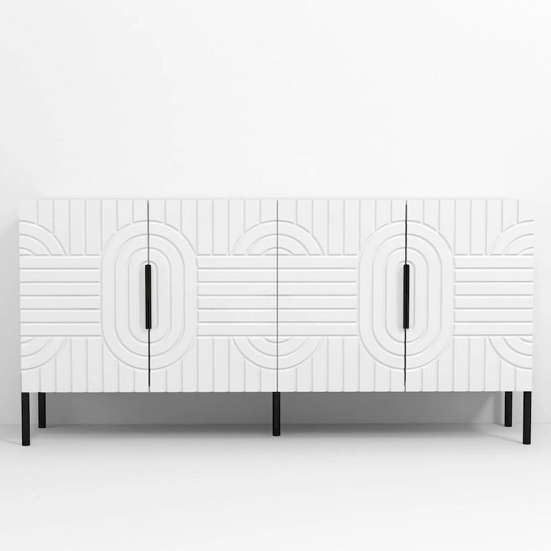 Buffet/Vaisselier Élégant et Chic de Style Européen Blanc 63 po – Largeur 63 po