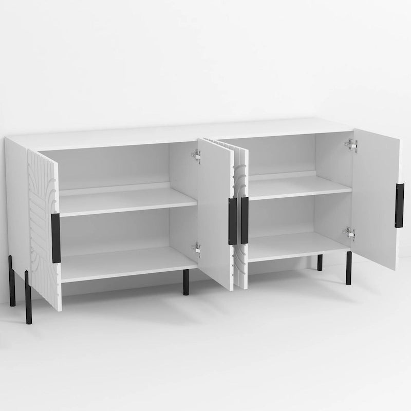 Buffet/Vaisselier Élégant et Chic de Style Européen Blanc 63 po – Largeur 63 po