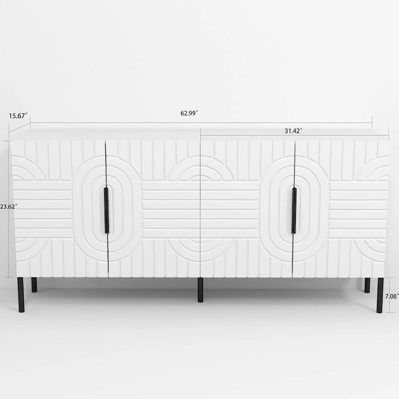 Buffet/Vaisselier Élégant et Chic de Style Européen Blanc 63 po – Largeur 63 po