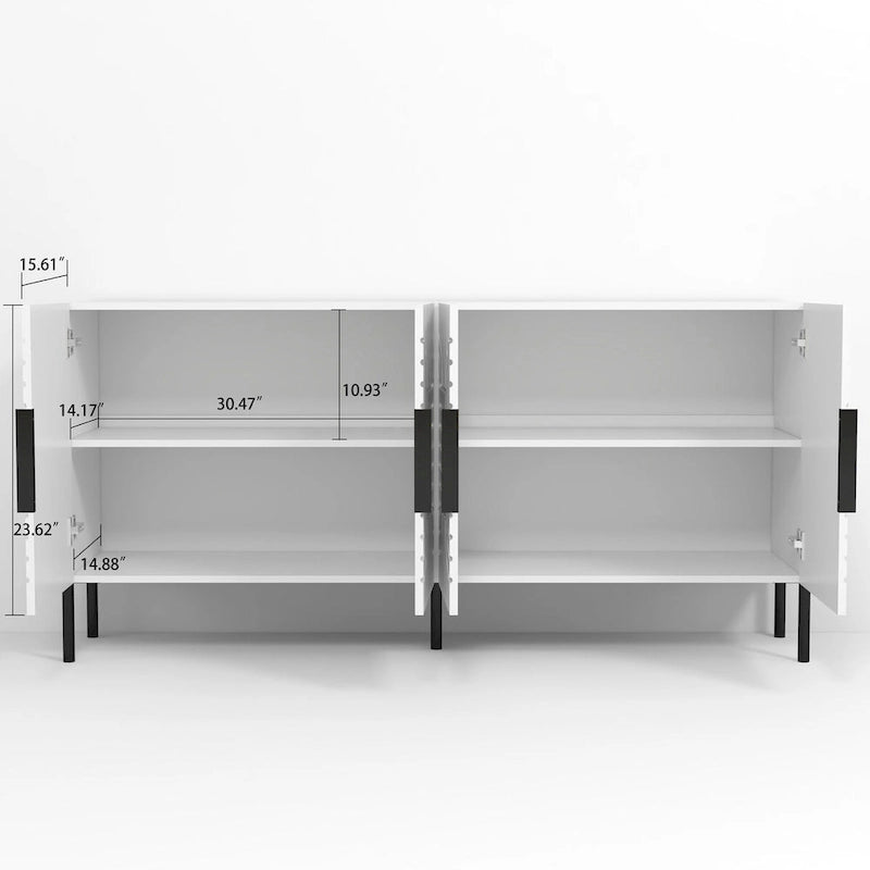 Buffet/Vaisselier Élégant et Chic de Style Européen Blanc 63 po – Largeur 63 po