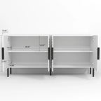 Buffet/Vaisselier Élégant et Chic de Style Européen Blanc 63 po – Largeur 63 po