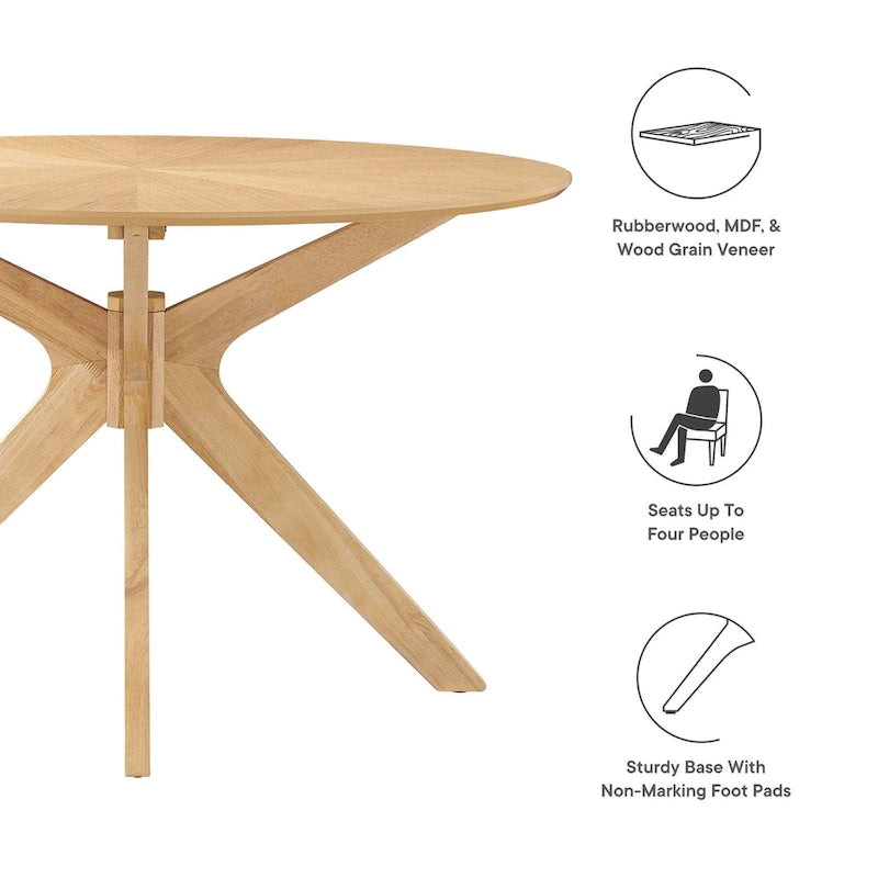 Table à manger ronde en bois de 47 po