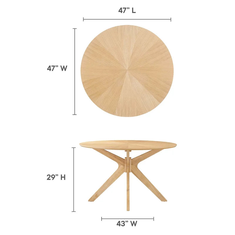 Table à manger ronde en bois de 47 po