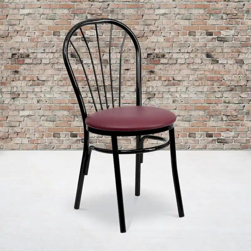 Lot de 2 chaises en métal à dossier en éventail - Siège en vinyle - 40,6 L x 50,8 P x 87,6 H cm
