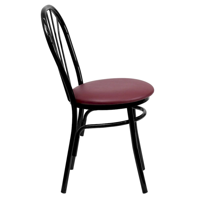 Lot de 2 chaises en métal à dossier en éventail - Siège en vinyle - 40,6 L x 50,8 P x 87,6 H cm