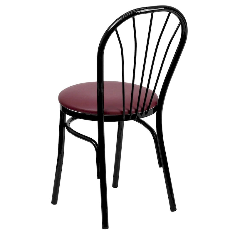 Lot de 2 chaises en métal à dossier en éventail - Siège en vinyle - 40,6 L x 50,8 P x 87,6 H cm