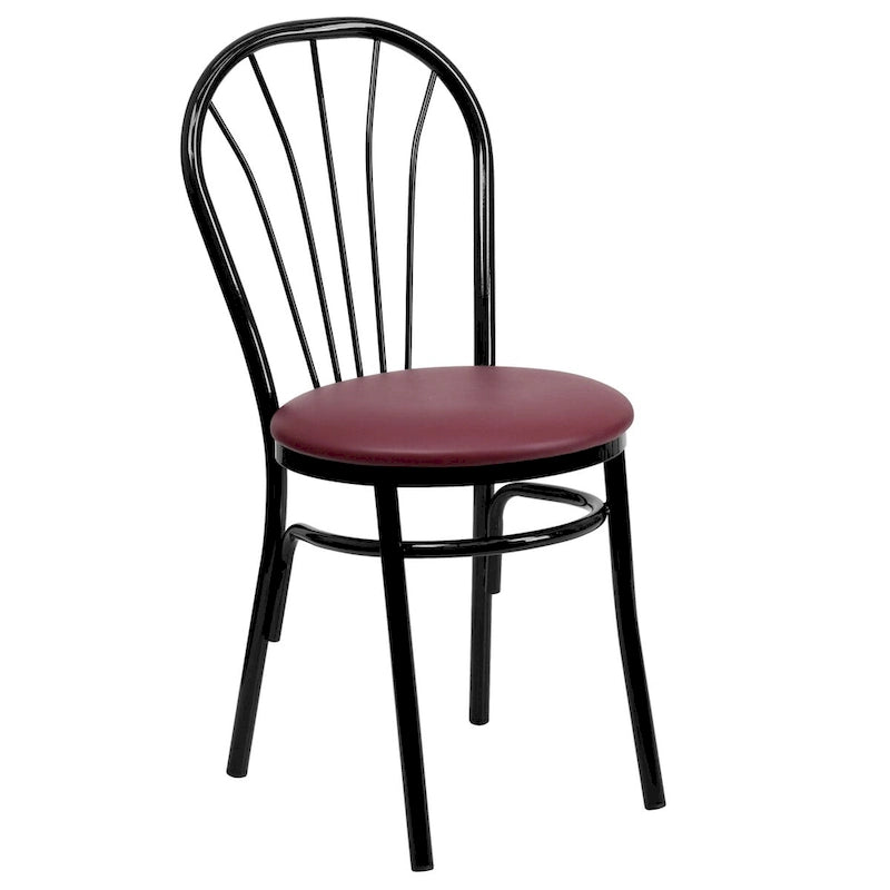 Lot de 2 chaises en métal à dossier en éventail - Siège en vinyle - 40,6 L x 50,8 P x 87,6 H cm