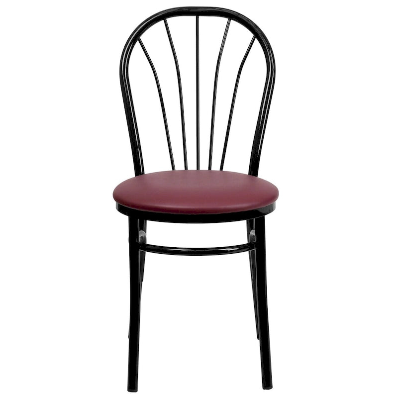 Lot de 2 chaises en métal à dossier en éventail - Siège en vinyle - 40,6 L x 50,8 P x 87,6 H cm