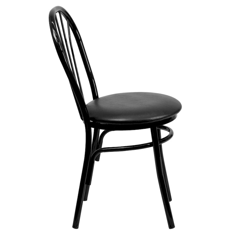 Lot de 2 chaises en métal à dossier en éventail - Siège en vinyle - 40,6 L x 50,8 P x 87,6 H cm