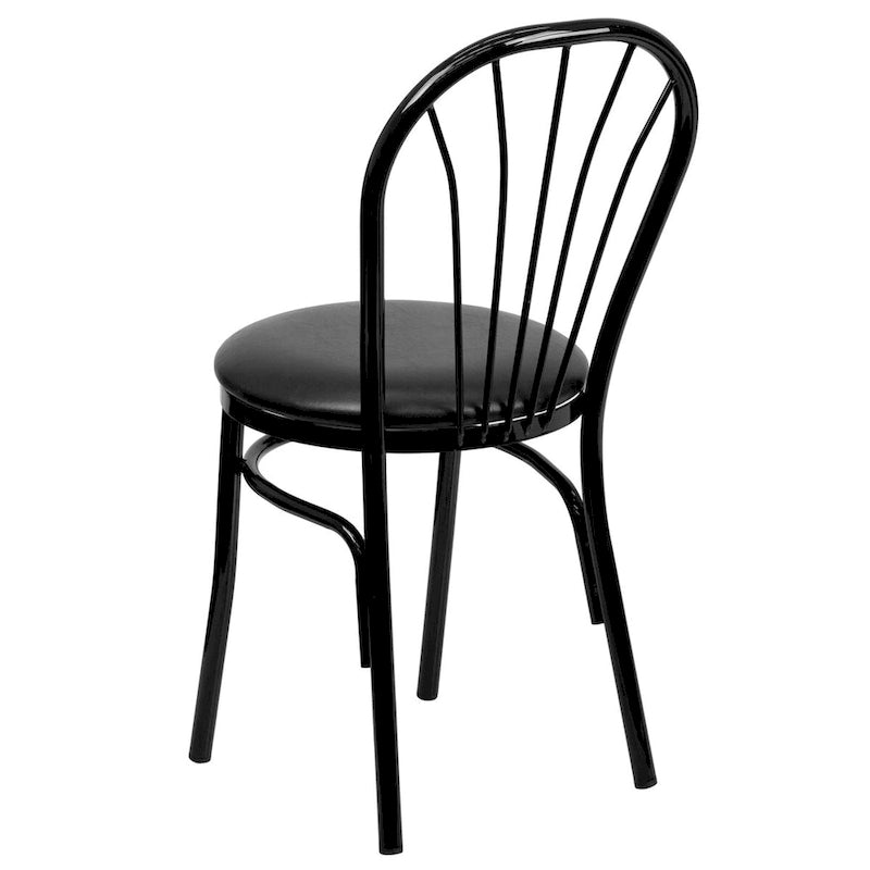 Lot de 2 chaises en métal à dossier en éventail - Siège en vinyle - 40,6 L x 50,8 P x 87,6 H cm