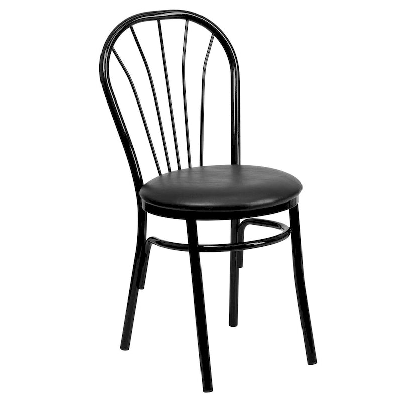 Lot de 2 chaises en métal à dossier en éventail - Siège en vinyle - 40,6 L x 50,8 P x 87,6 H cm