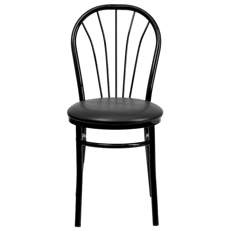 Lot de 2 chaises en métal à dossier en éventail - Siège en vinyle - 40,6 L x 50,8 P x 87,6 H cm