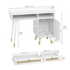 Bureau informatique avec 2 tiroirs, bureau moderne en rotin pour la maison avec caisson de classement