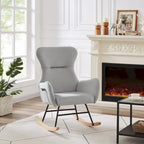 Fauteuil à bascule en tissu Teddy pour le salon