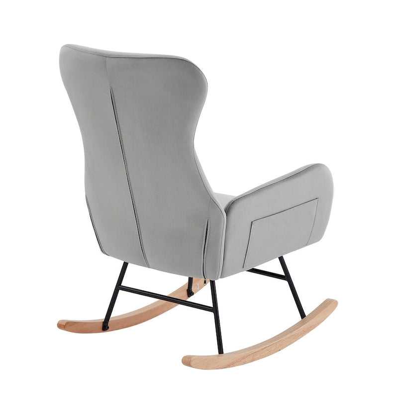Fauteuil à bascule en tissu Teddy pour le salon