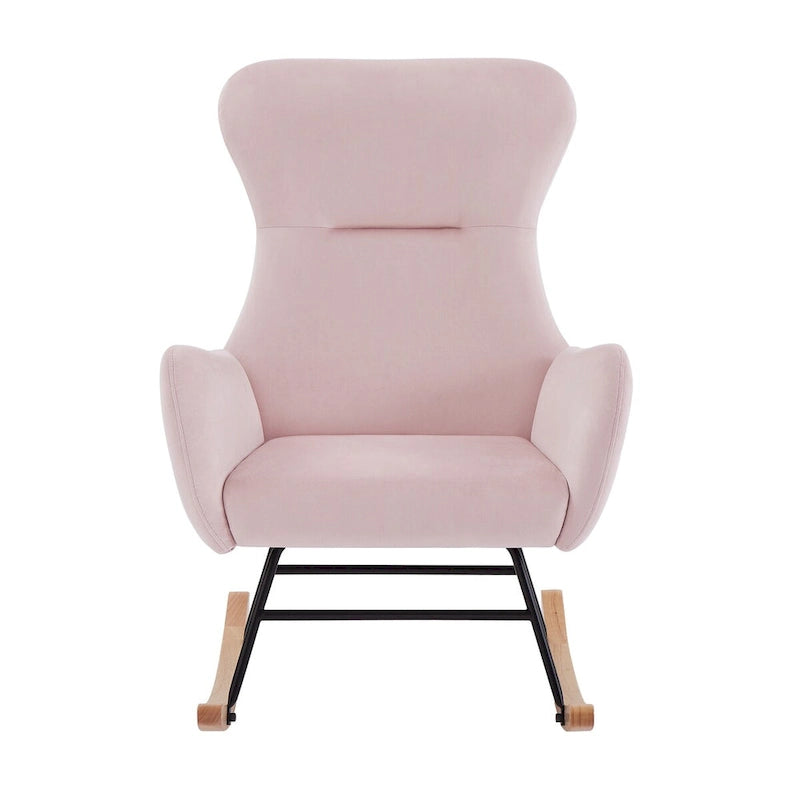 Fauteuil à bascule en tissu Teddy pour le salon