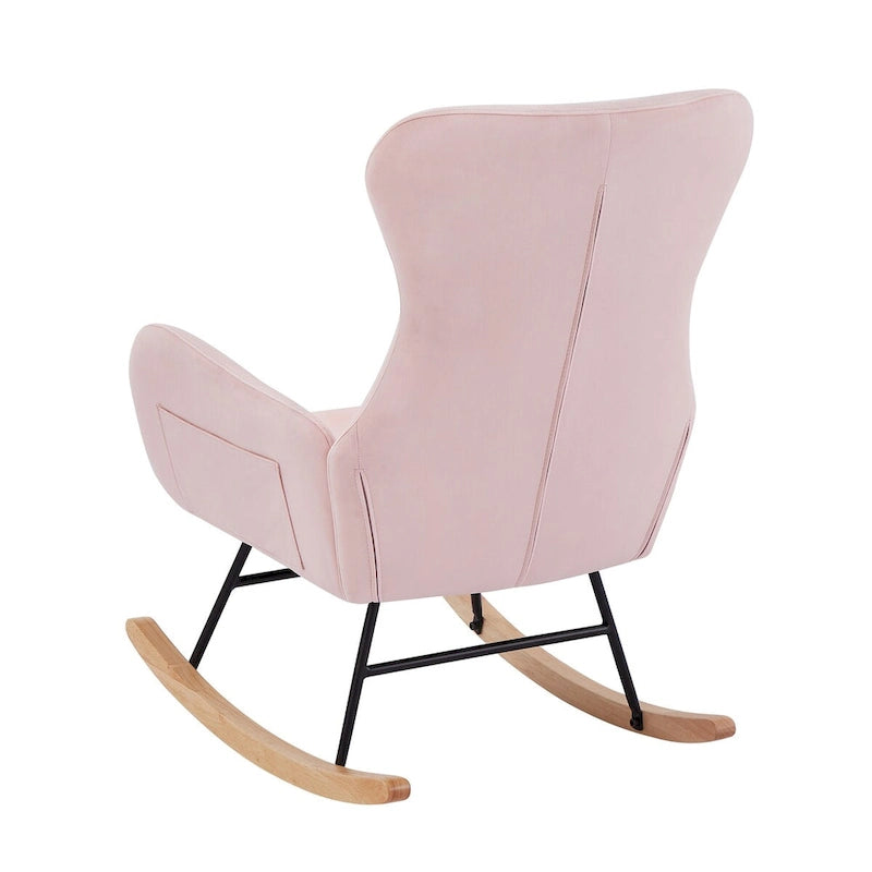 Fauteuil à bascule en tissu Teddy pour le salon