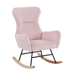 Fauteuil à bascule en tissu Teddy pour le salon