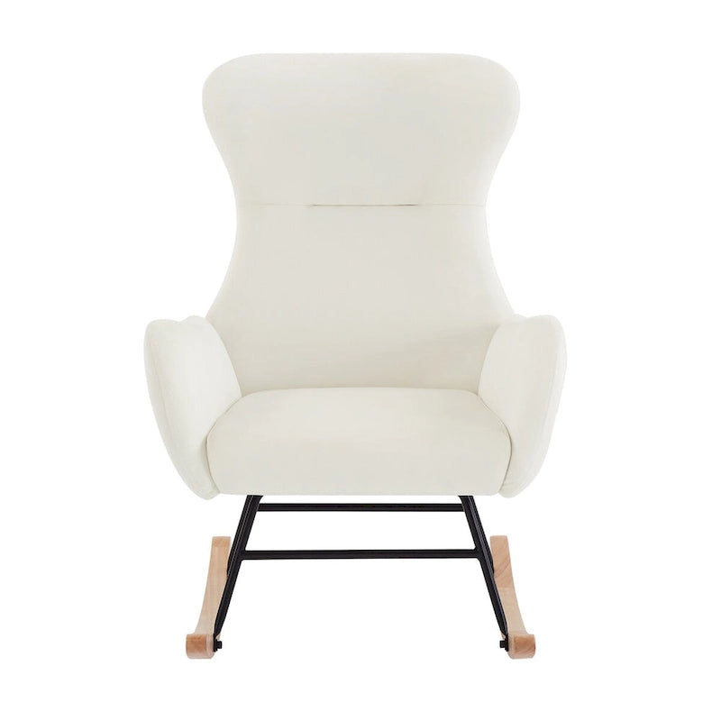 Fauteuil à bascule en tissu Teddy pour le salon