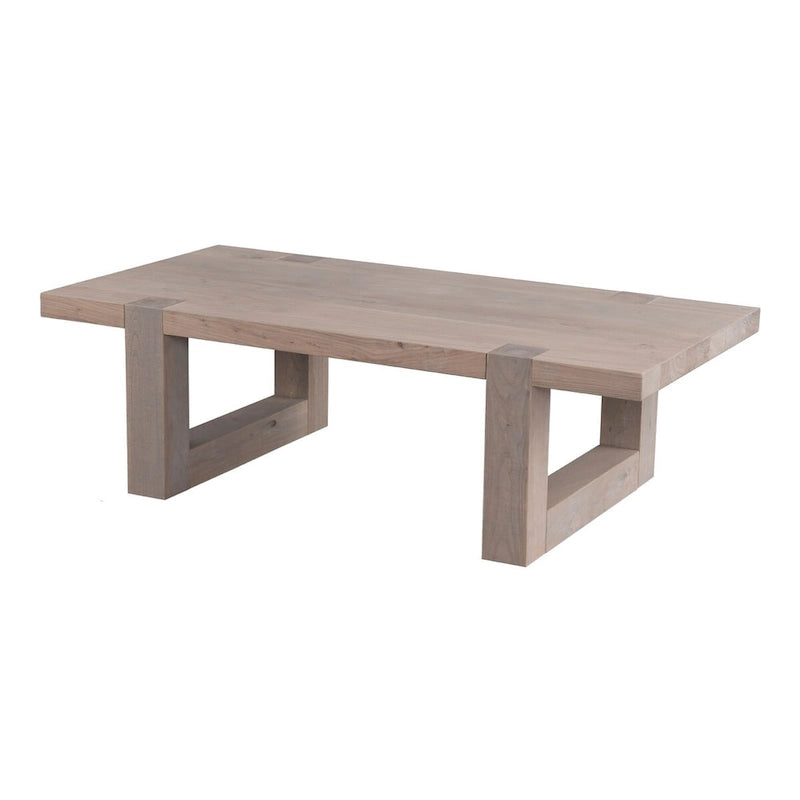 Table basse rustique en orme gris avec pieds traîneau