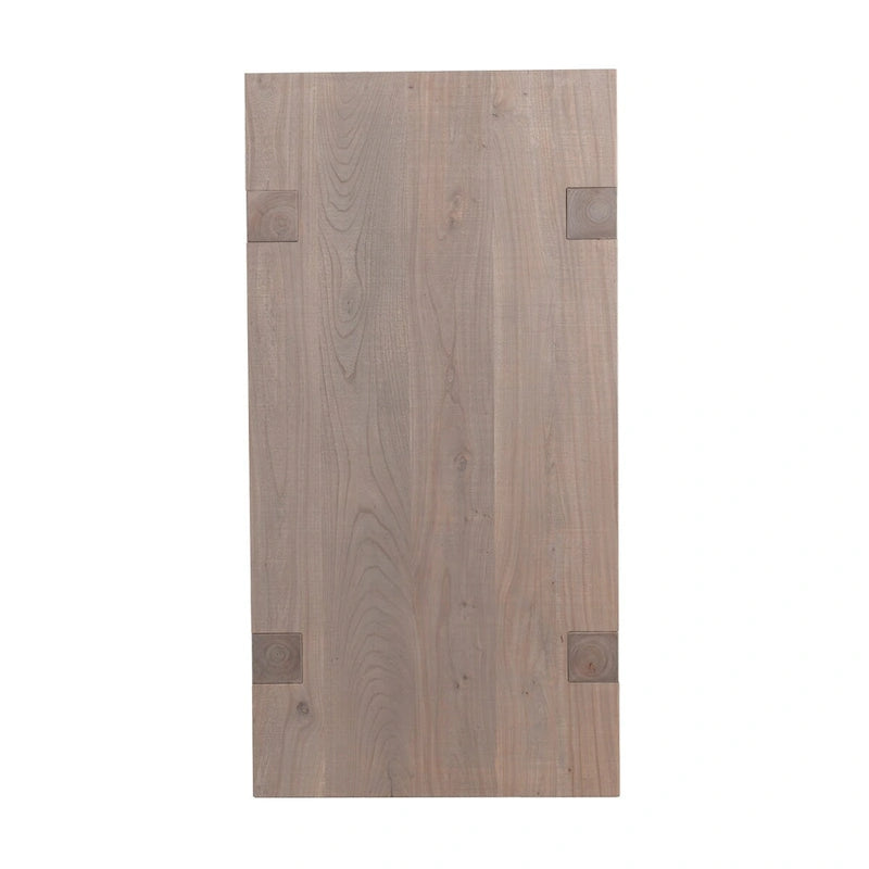 Table basse rustique en orme gris avec pieds traîneau
