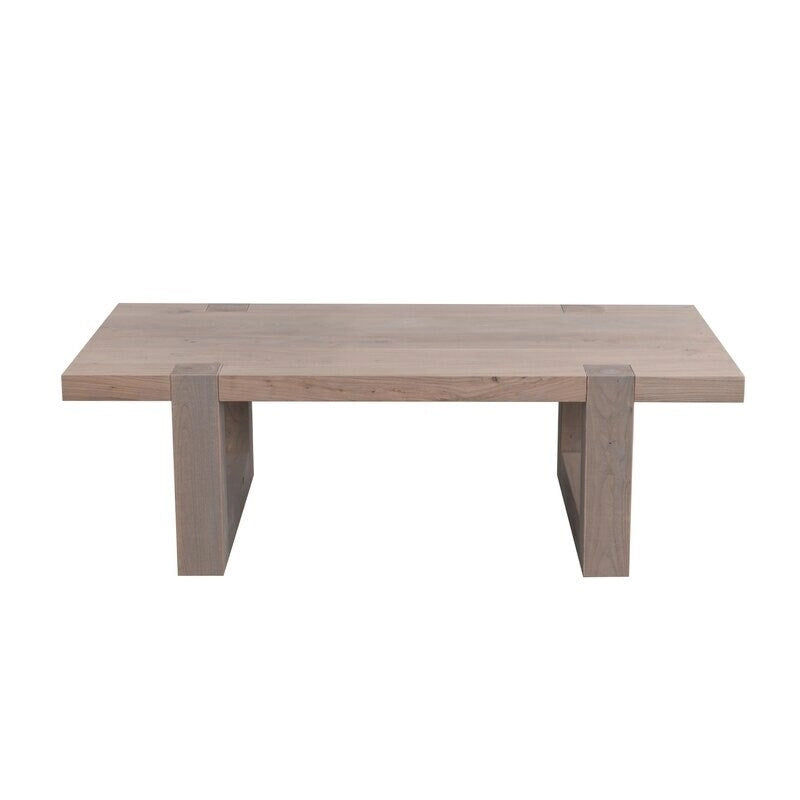 Table basse rustique en orme gris avec pieds traîneau