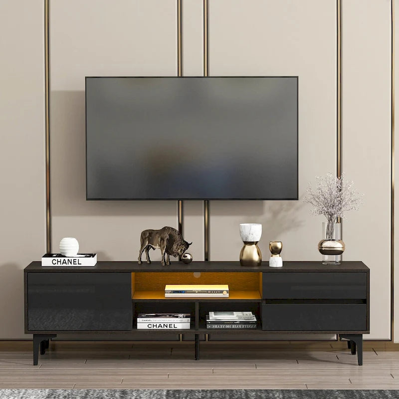 Meuble TV, meuble de divertissement avec lumières LED télécommandées