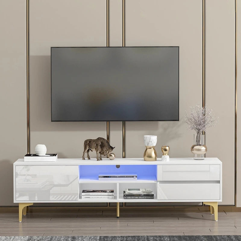 Meuble TV, meuble de divertissement avec lumières LED télécommandées