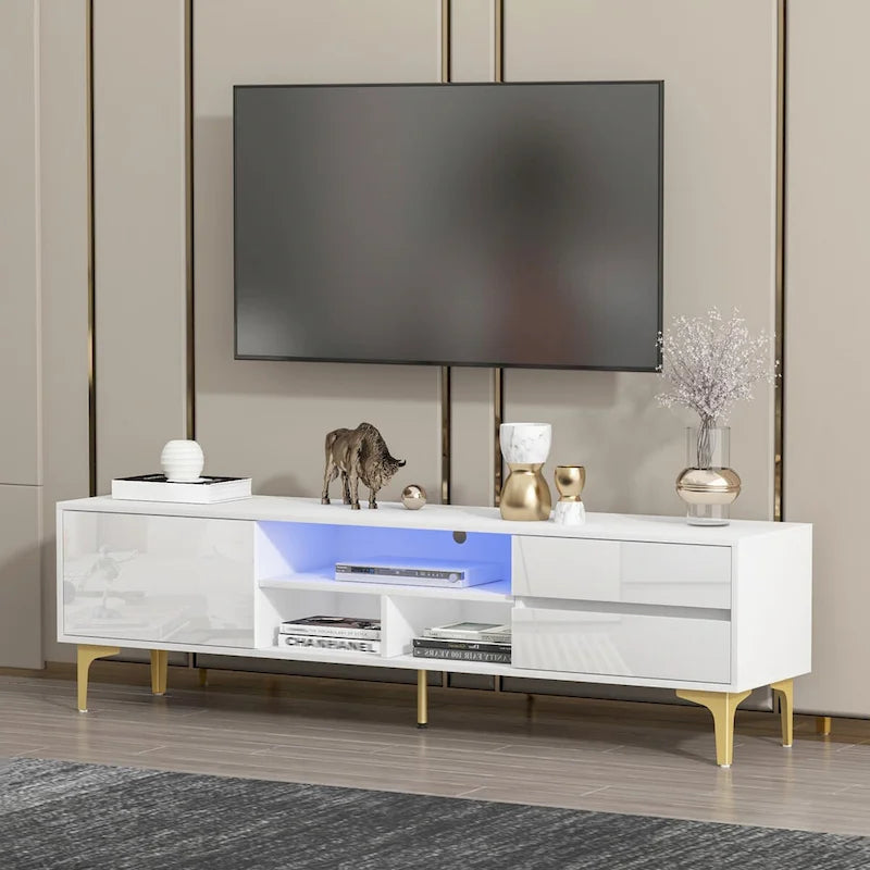 Meuble TV, meuble de divertissement avec lumières LED télécommandées