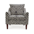Fauteuil Morris, Gris, Motif géométrique blanc, Polyester, Bois marron