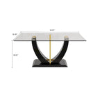 Table basse rectangulaire moderne et élégante avec plateau en verre et base en bois