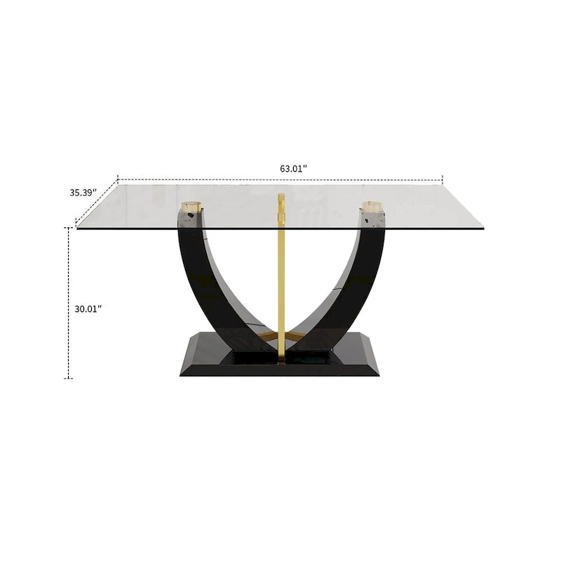 Table basse rectangulaire moderne et élégante avec plateau en verre et base en bois