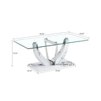 Table basse rectangulaire moderne et élégante avec plateau en verre et base en bois