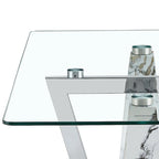 Table basse rectangulaire moderne et élégante avec plateau en verre et base en bois