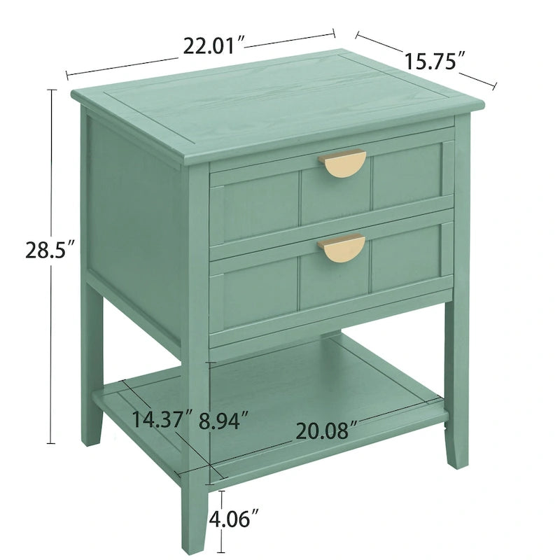 Table de Chevet à 2 Tiroirs, Style Américain, Table d'Appoint, Convient pour la Chambre à Coucher, le Salon, le Bureau