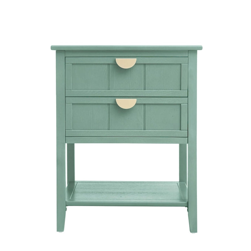 Table de Chevet à 2 Tiroirs, Style Américain, Table d'Appoint, Convient pour la Chambre à Coucher, le Salon, le Bureau