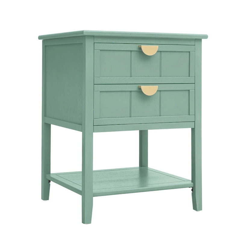 Table de Chevet à 2 Tiroirs, Style Américain, Table d'Appoint, Convient pour la Chambre à Coucher, le Salon, le Bureau