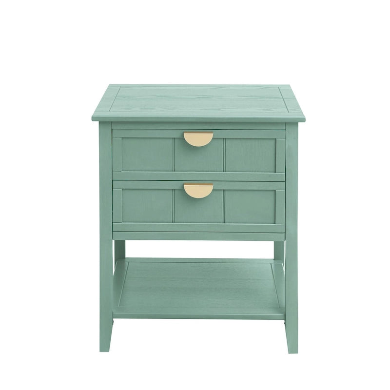 Table de Chevet à 2 Tiroirs, Style Américain, Table d'Appoint, Convient pour la Chambre à Coucher, le Salon, le Bureau