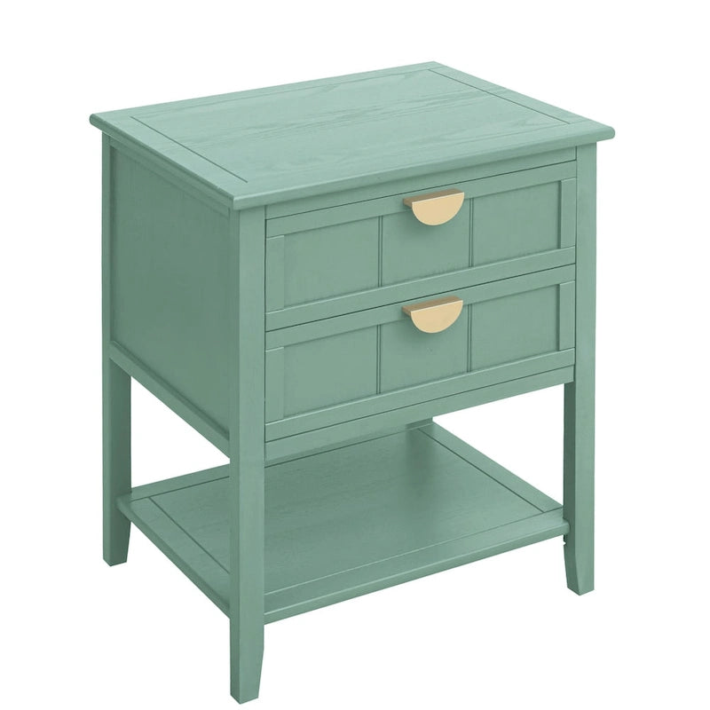 Table de Chevet à 2 Tiroirs, Style Américain, Table d'Appoint, Convient pour la Chambre à Coucher, le Salon, le Bureau