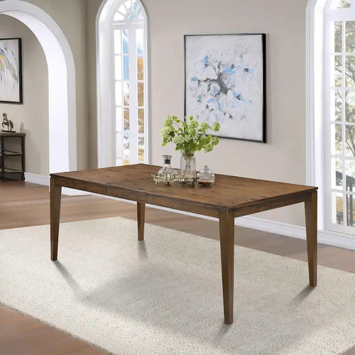 *Édition Limitée* Table à manger rectangulaire Zarbel 6-8 personnes, style Ferme Moderne, en bois massif, avec rallonge intégrée, pour salle à manger et cuisine