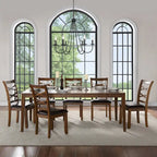 *Édition Limitée* Table à manger rectangulaire Zarbel 6-8 personnes, style Ferme Moderne, en bois massif, avec rallonge intégrée, pour salle à manger et cuisine