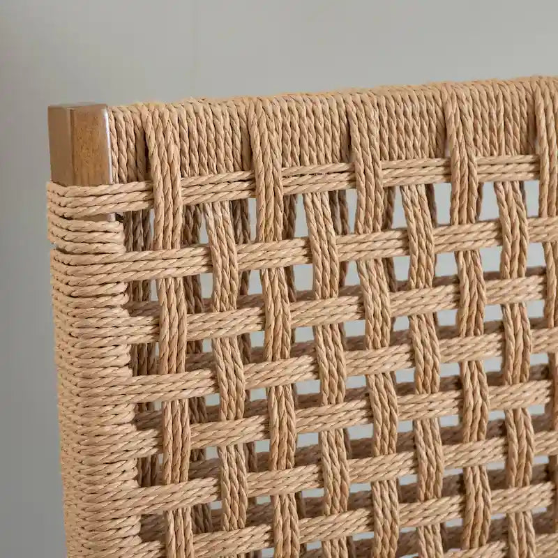 Chaise de salle à manger pliante en tissu naturel avec dossier