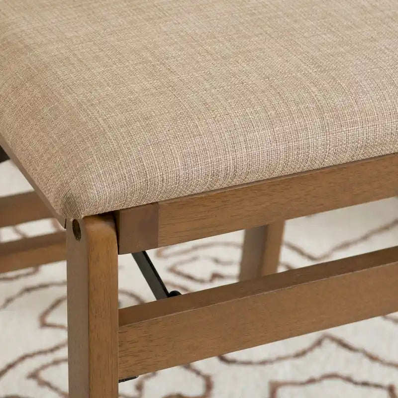 Chaise de salle à manger pliante en tissu naturel avec dossier