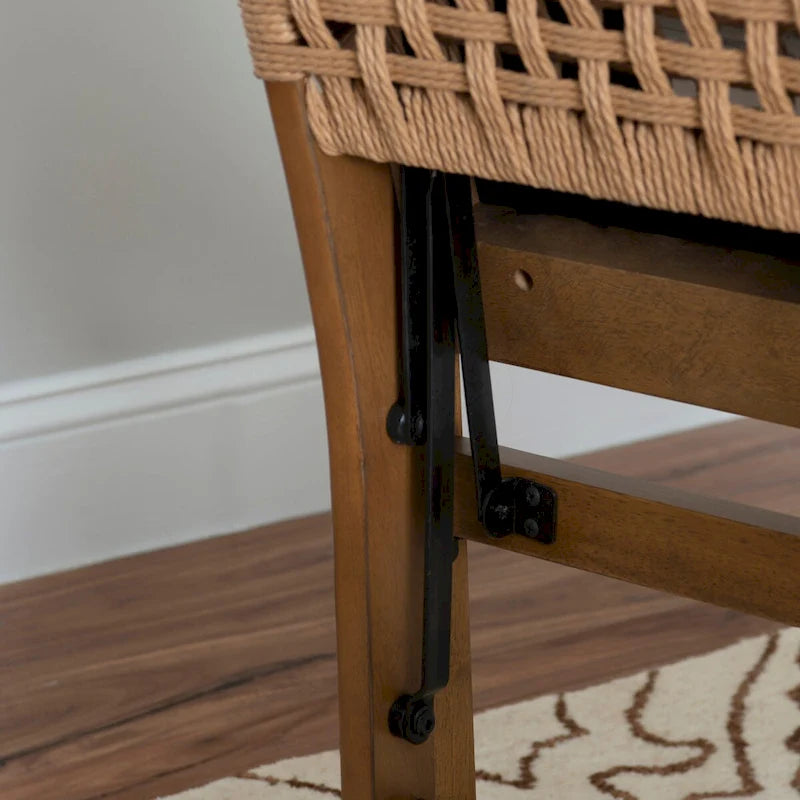 Chaise de salle à manger pliante en tissu naturel avec dossier